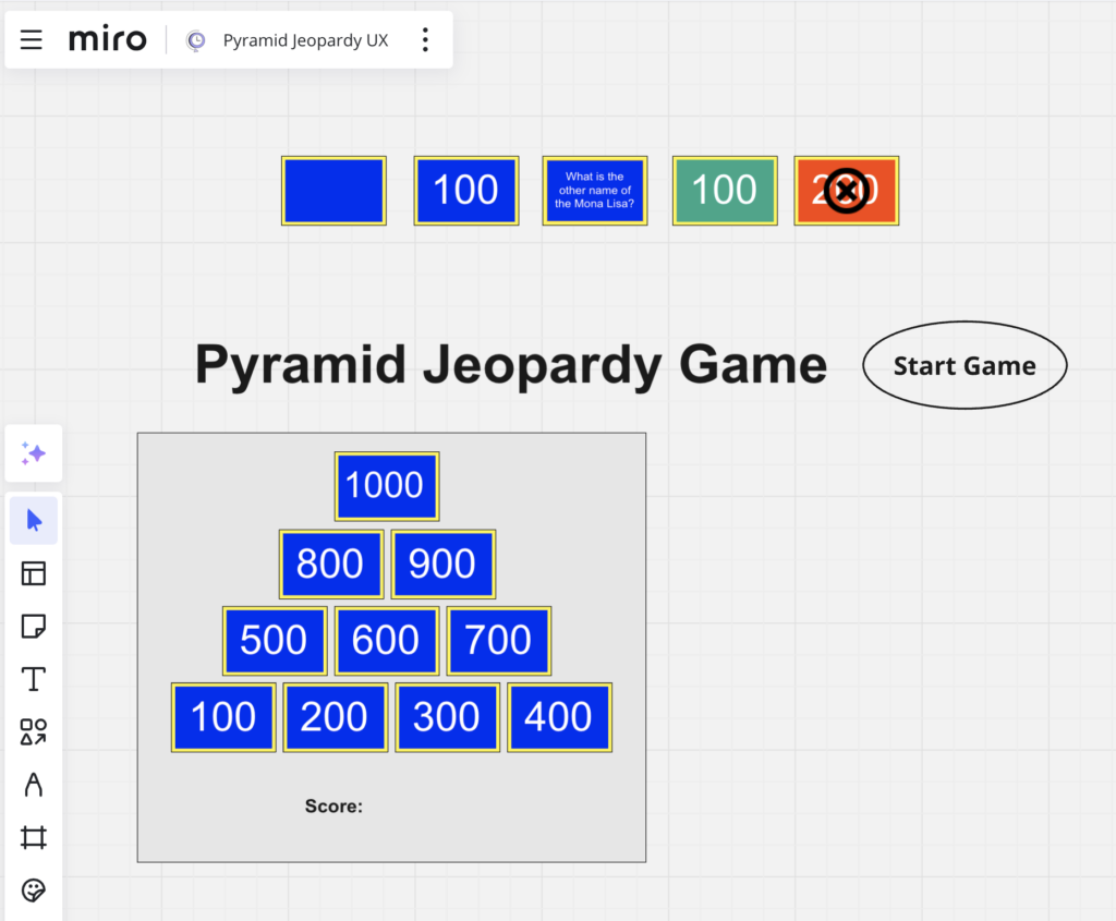 Miro UX of Pyramid Game