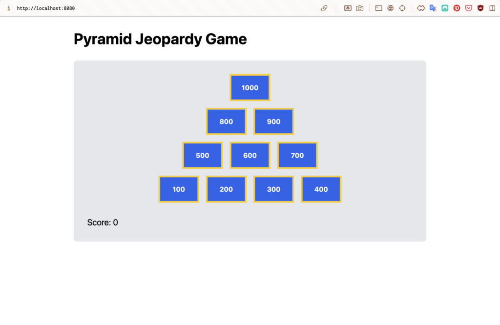 The actual Pyramid Game web app